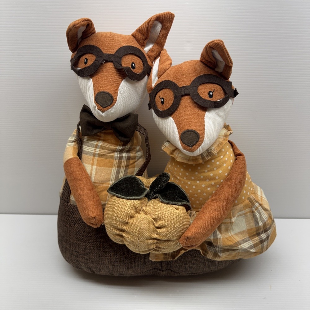 Mr & Mrs Fox Weighted Plush Door Stop Decorative Home Decor 14" Rustic